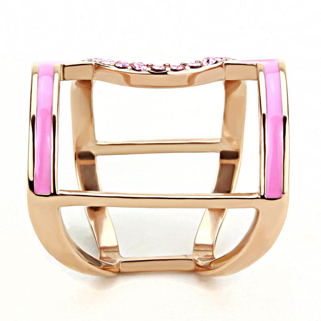 TK3561 - IP Rose Gold(Ion Plating) Stainless Steel Ring with Top Grade Crystal in Light Rose