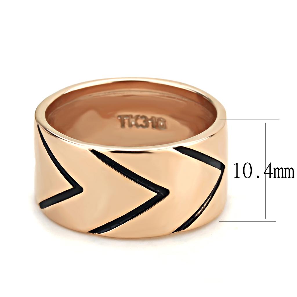 TK3563 - IP Rose Gold(Ion Plating) Stainless Steel Ring with Epoxy in Jet