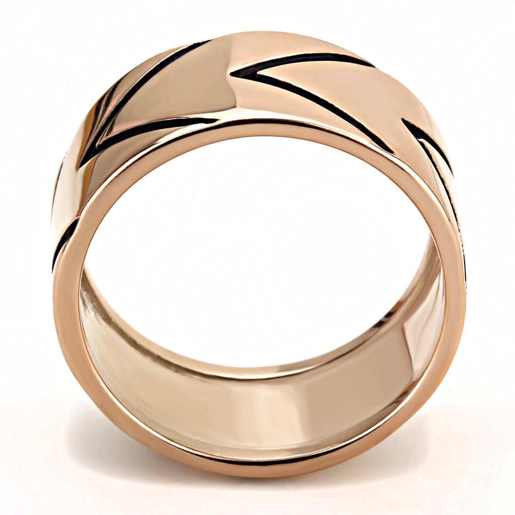 TK3563 - IP Rose Gold(Ion Plating) Stainless Steel Ring with Epoxy in Jet