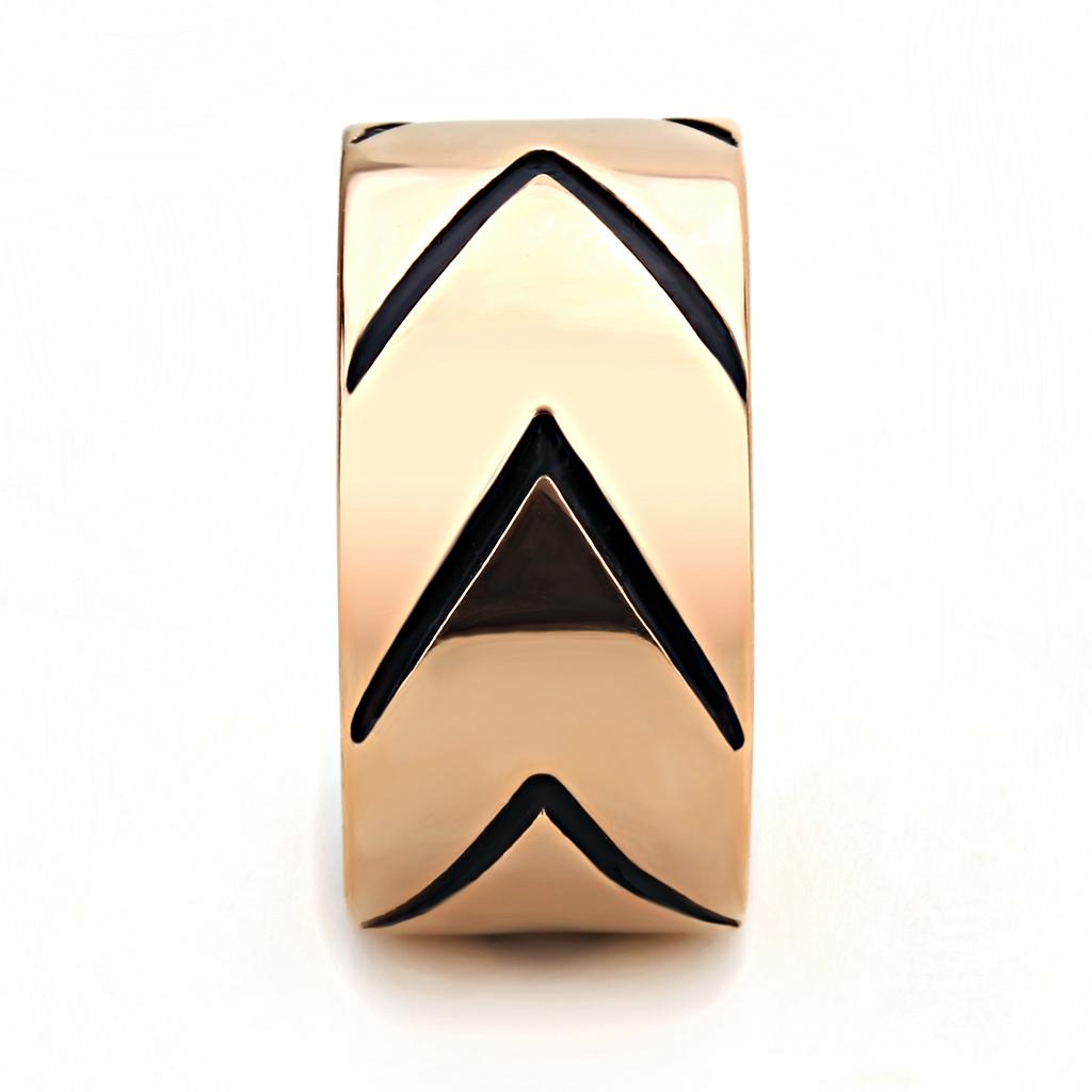 TK3563 - IP Rose Gold(Ion Plating) Stainless Steel Ring with Epoxy in Jet