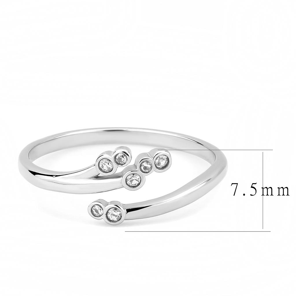 TK3570 - No Plating Stainless Steel Ring with AAA Grade CZ in Clear