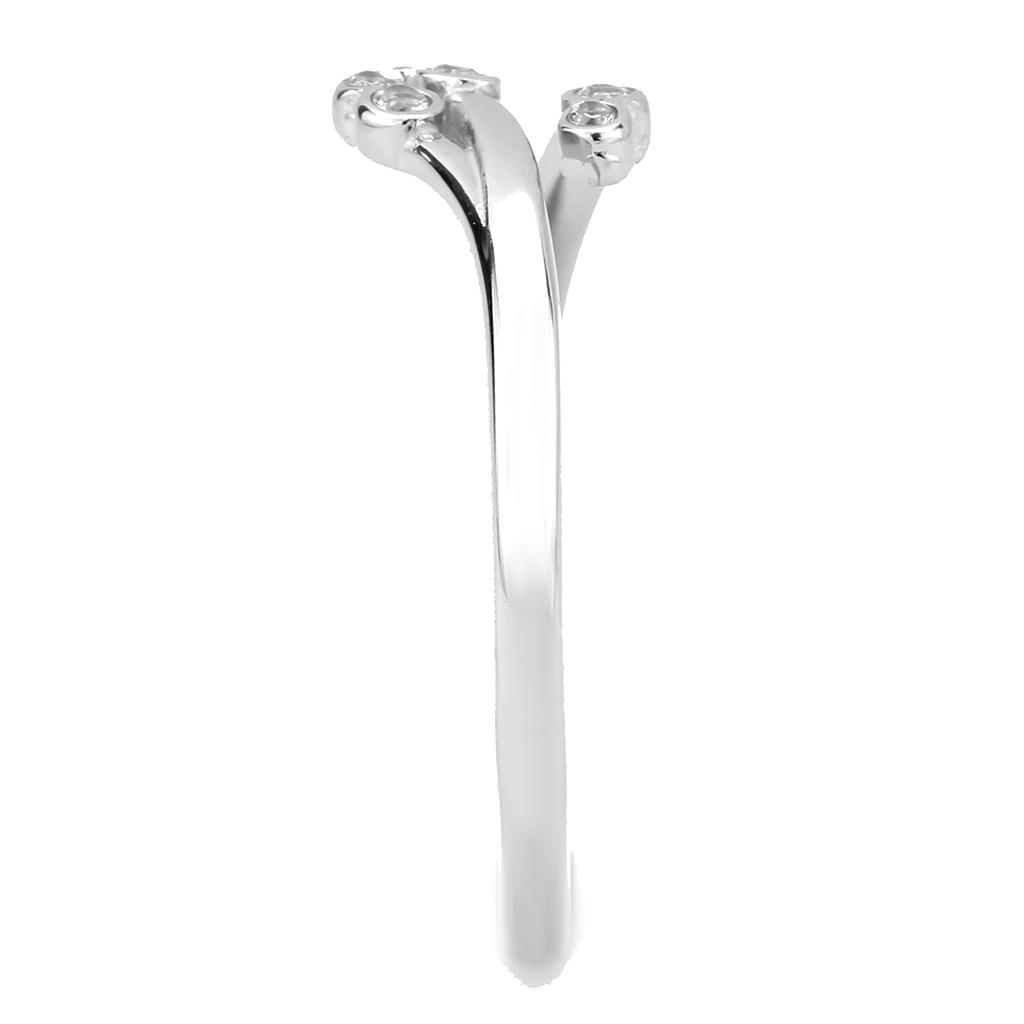 TK3570 - No Plating Stainless Steel Ring with AAA Grade CZ in Clear