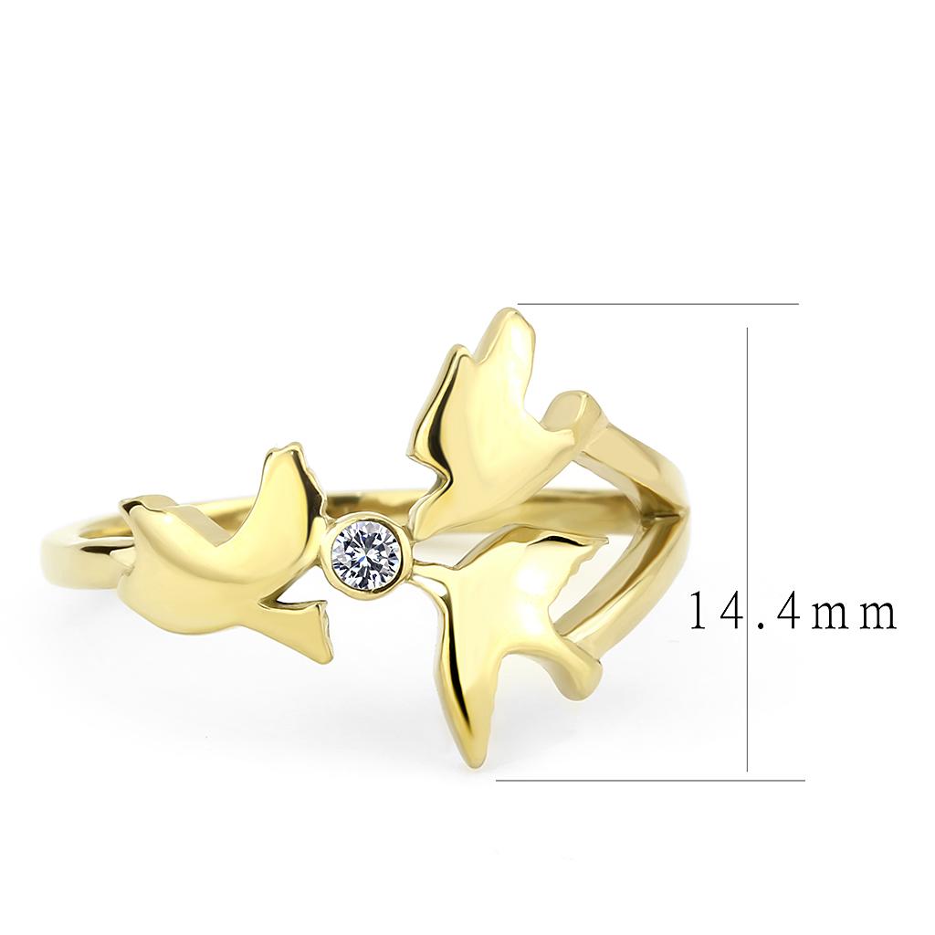 TK3573 - IP Gold(Ion Plating) Stainless Steel Ring with AAA Grade CZ in Clear