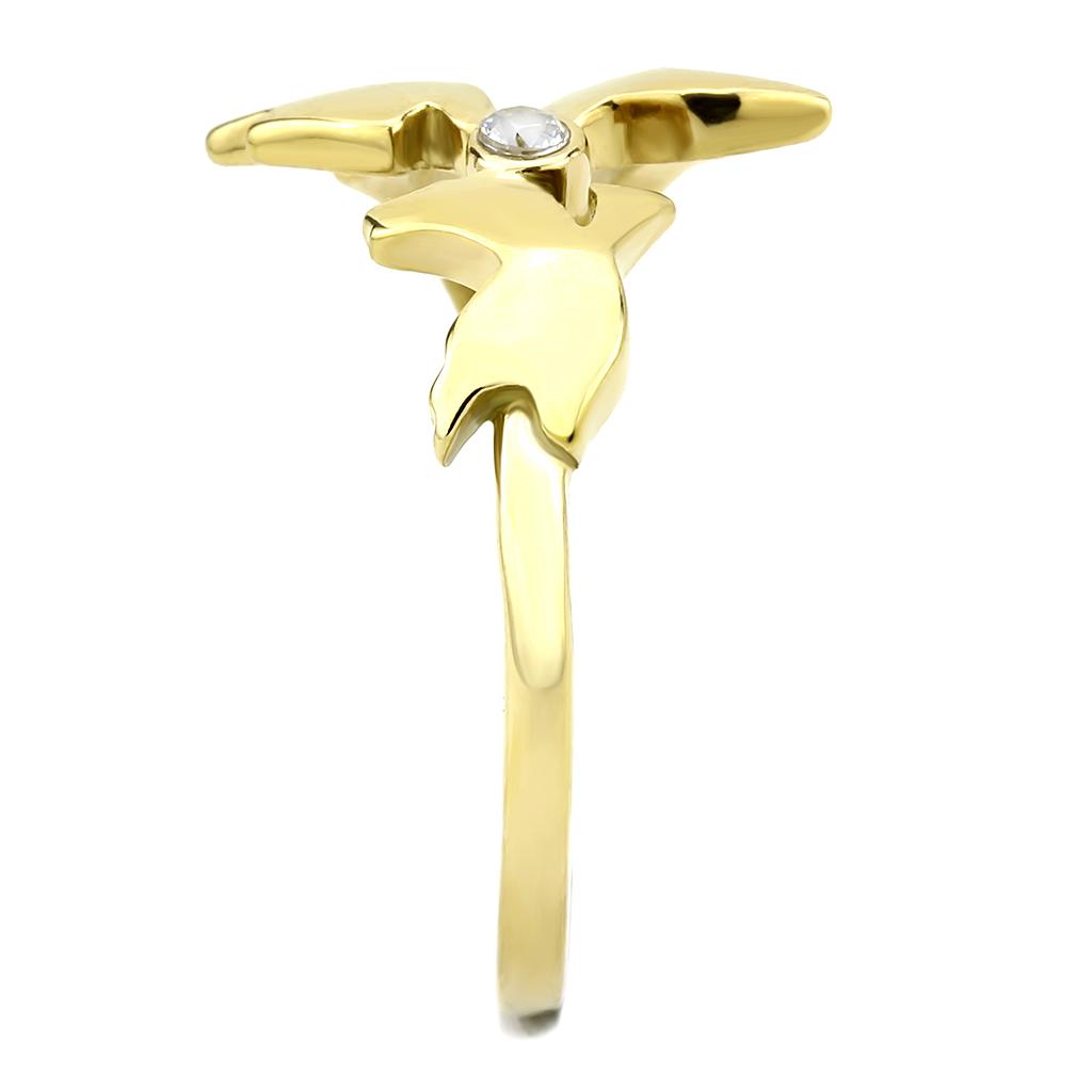 TK3573 - IP Gold(Ion Plating) Stainless Steel Ring with AAA Grade CZ in Clear
