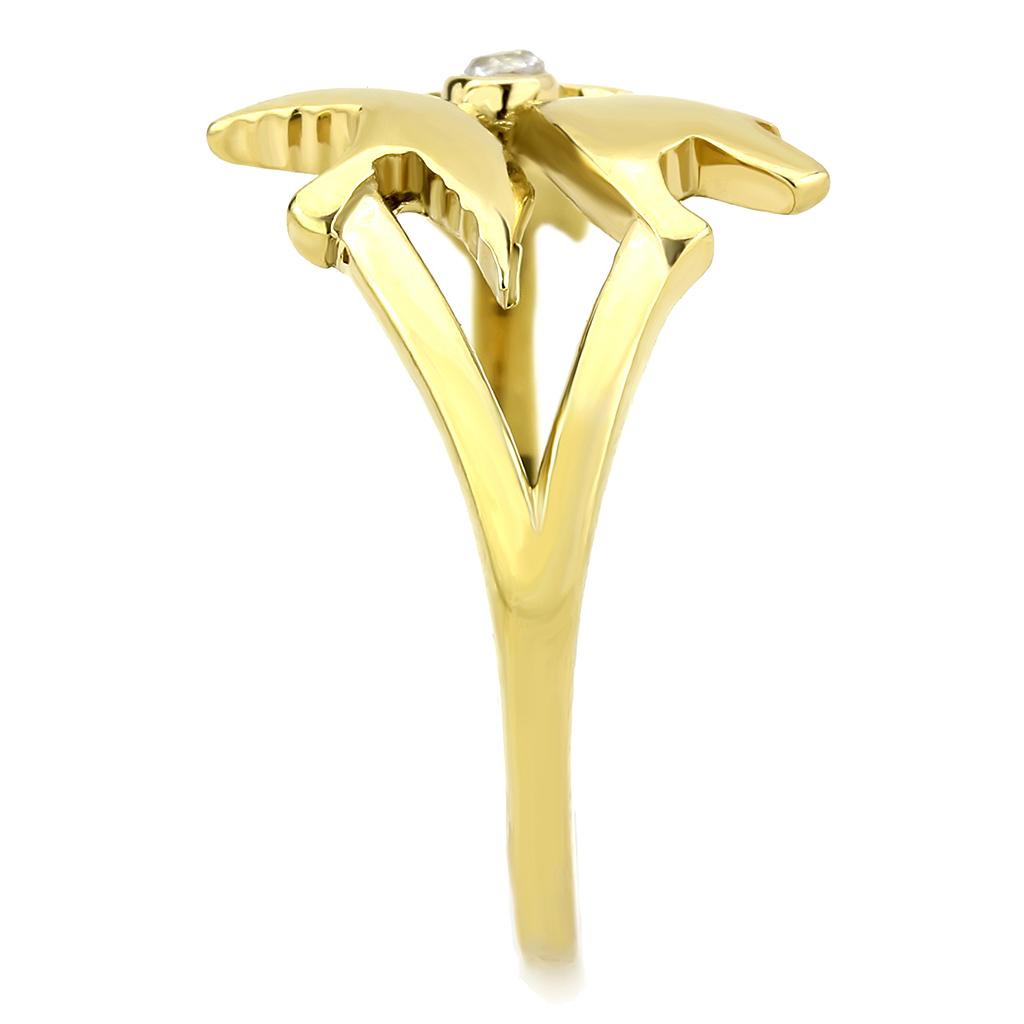 TK3573 - IP Gold(Ion Plating) Stainless Steel Ring with AAA Grade CZ in Clear