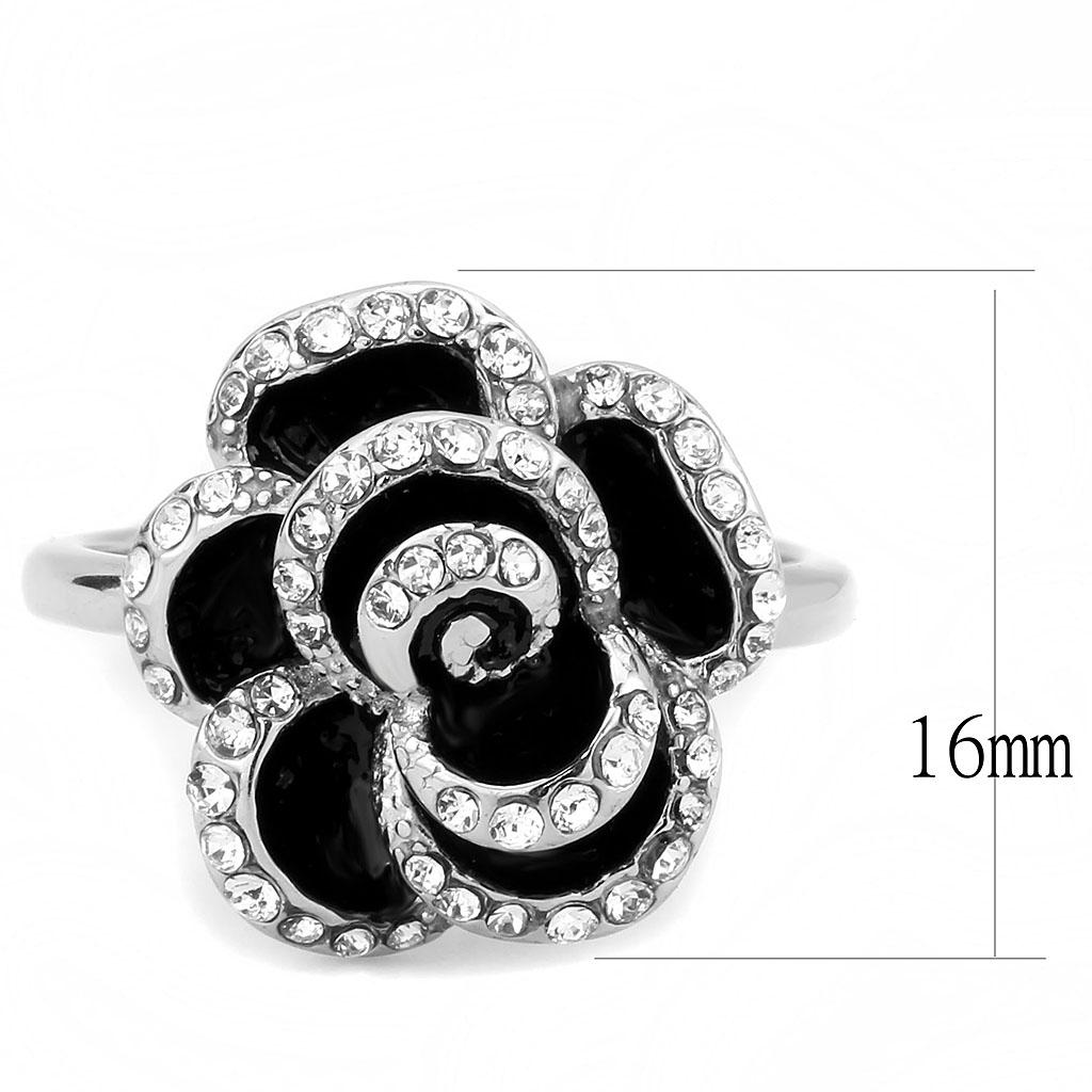 TK3577 - No Plating Stainless Steel Ring with Top Grade Crystal in Clear