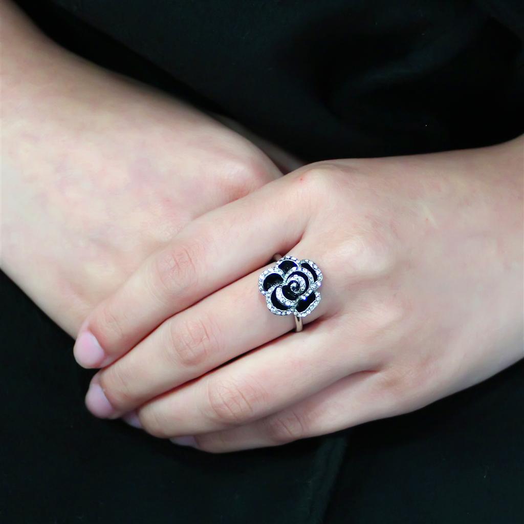 TK3577 - No Plating Stainless Steel Ring with Top Grade Crystal in Clear