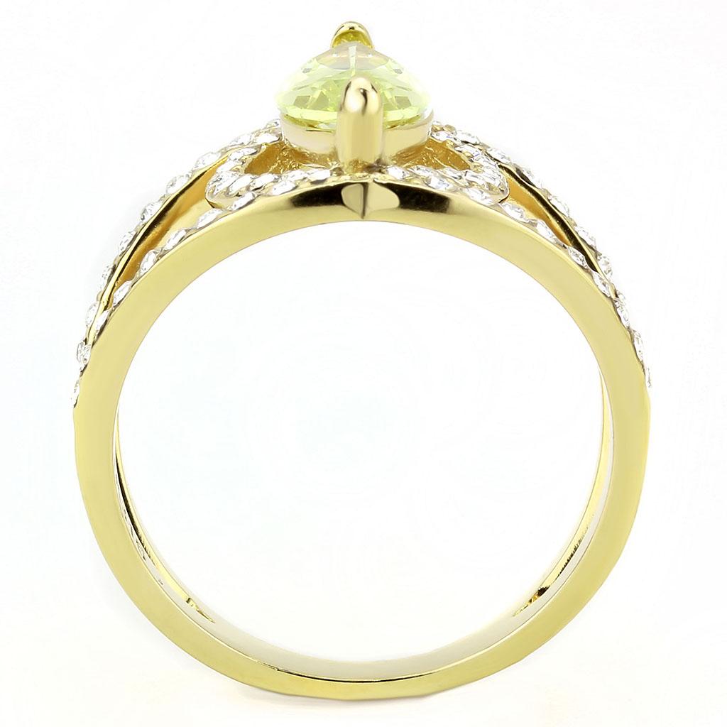 TK3578 - IP Gold(Ion Plating) Stainless Steel Ring with AAA Grade CZ in Apple Green color