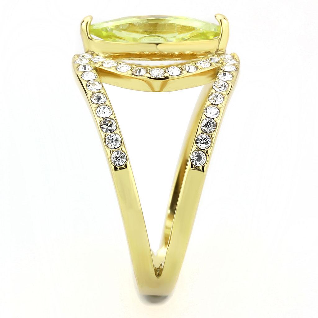 TK3578 - IP Gold(Ion Plating) Stainless Steel Ring with AAA Grade CZ in Apple Green color