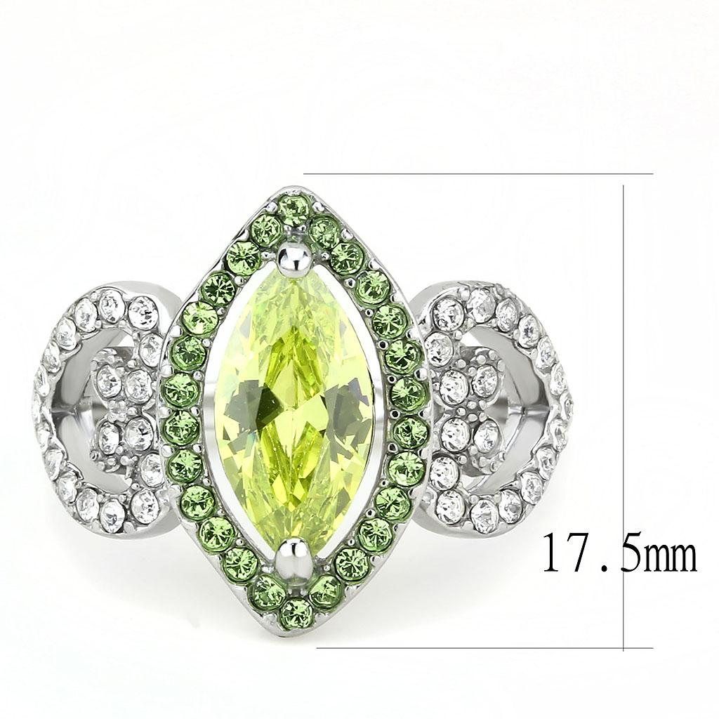 TK3579 - No Plating Stainless Steel Ring with AAA Grade CZ in Apple Green color