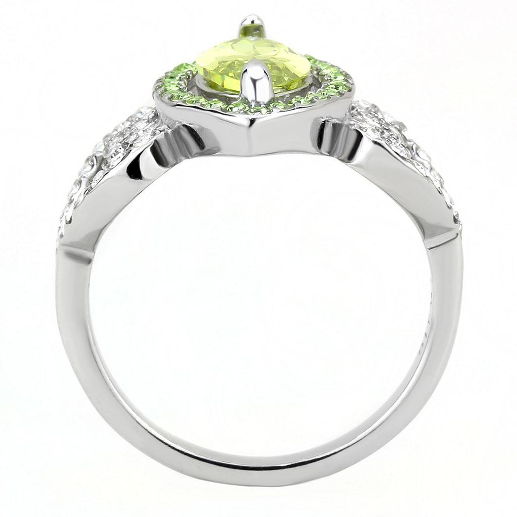 TK3579 - No Plating Stainless Steel Ring with AAA Grade CZ in Apple Green color