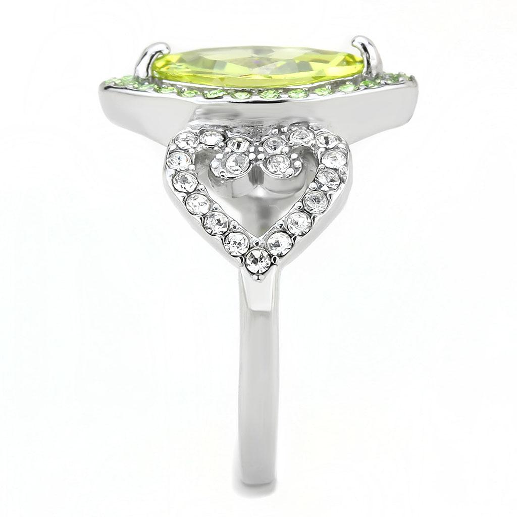 TK3579 - No Plating Stainless Steel Ring with AAA Grade CZ in Apple Green color