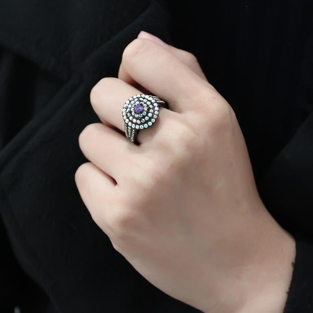 TK3580 - IP Black(Ion Plating) Stainless Steel Ring with Assorted in Multi Color