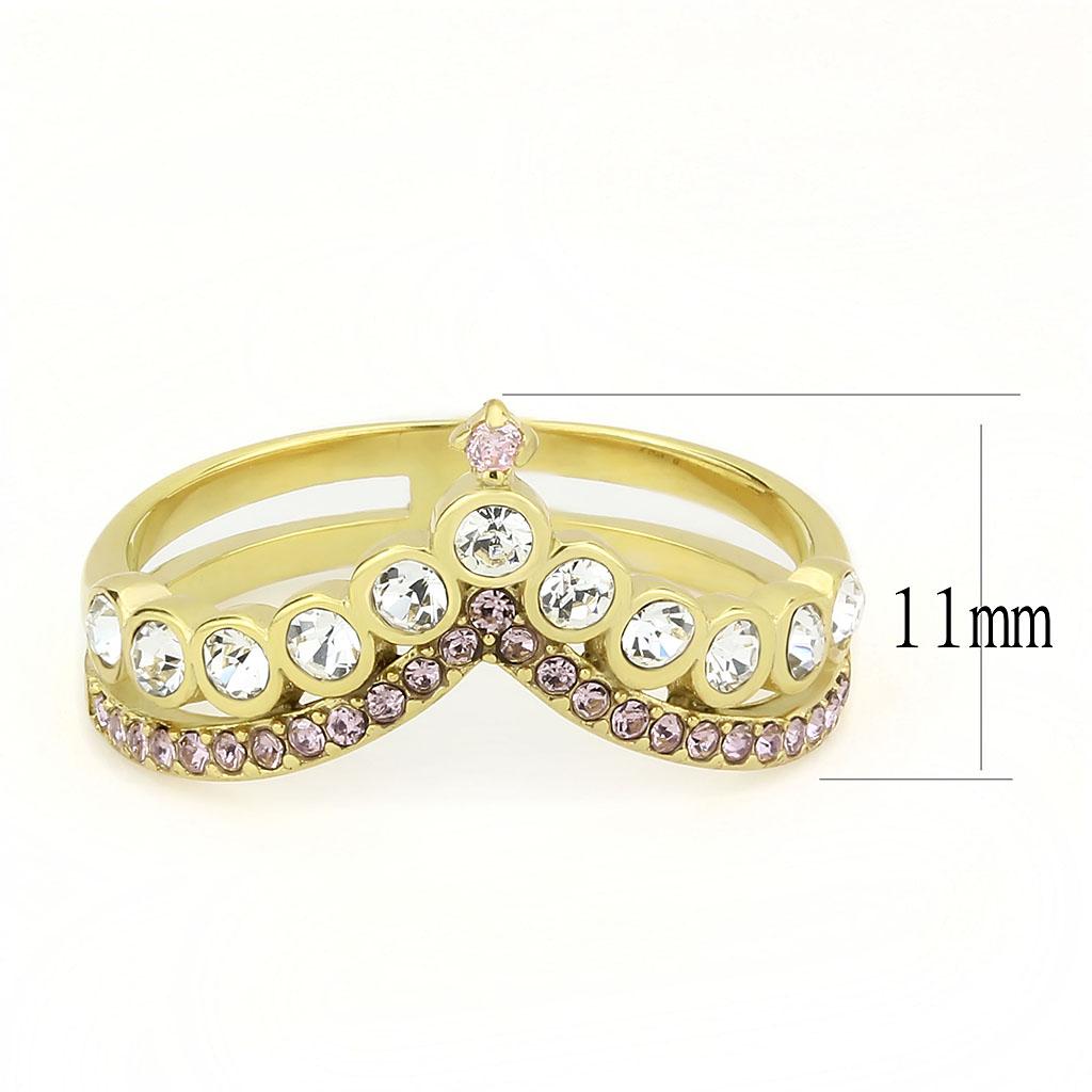 TK3587 - IP Gold(Ion Plating) Stainless Steel Ring with AAA Grade CZ in Rose