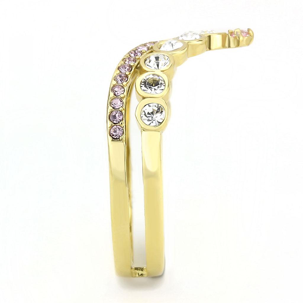 TK3587 - IP Gold(Ion Plating) Stainless Steel Ring with AAA Grade CZ in Rose