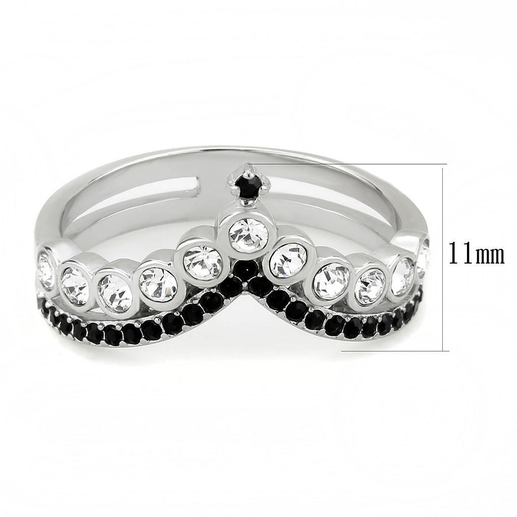 TK3588 - No Plating Stainless Steel Ring with Top Grade Crystal in Clear