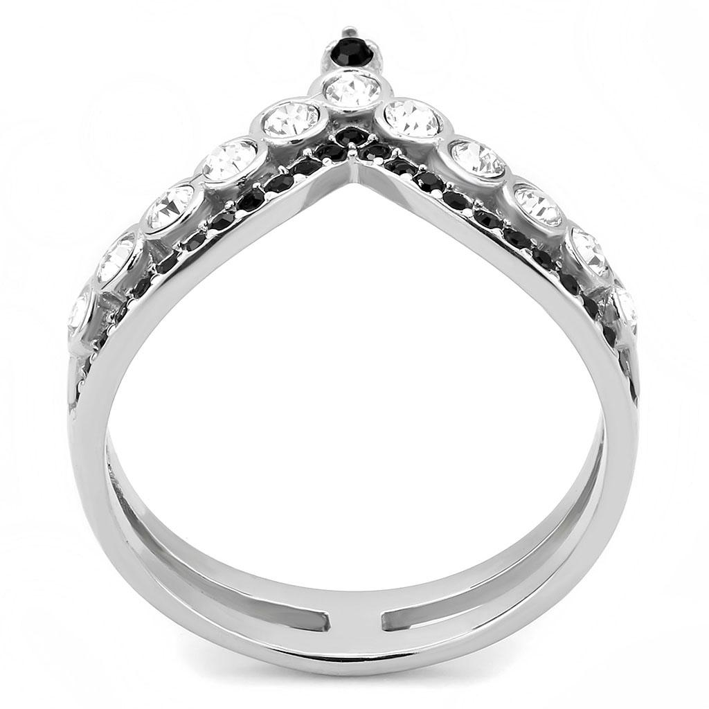 TK3588 - No Plating Stainless Steel Ring with Top Grade Crystal in Clear