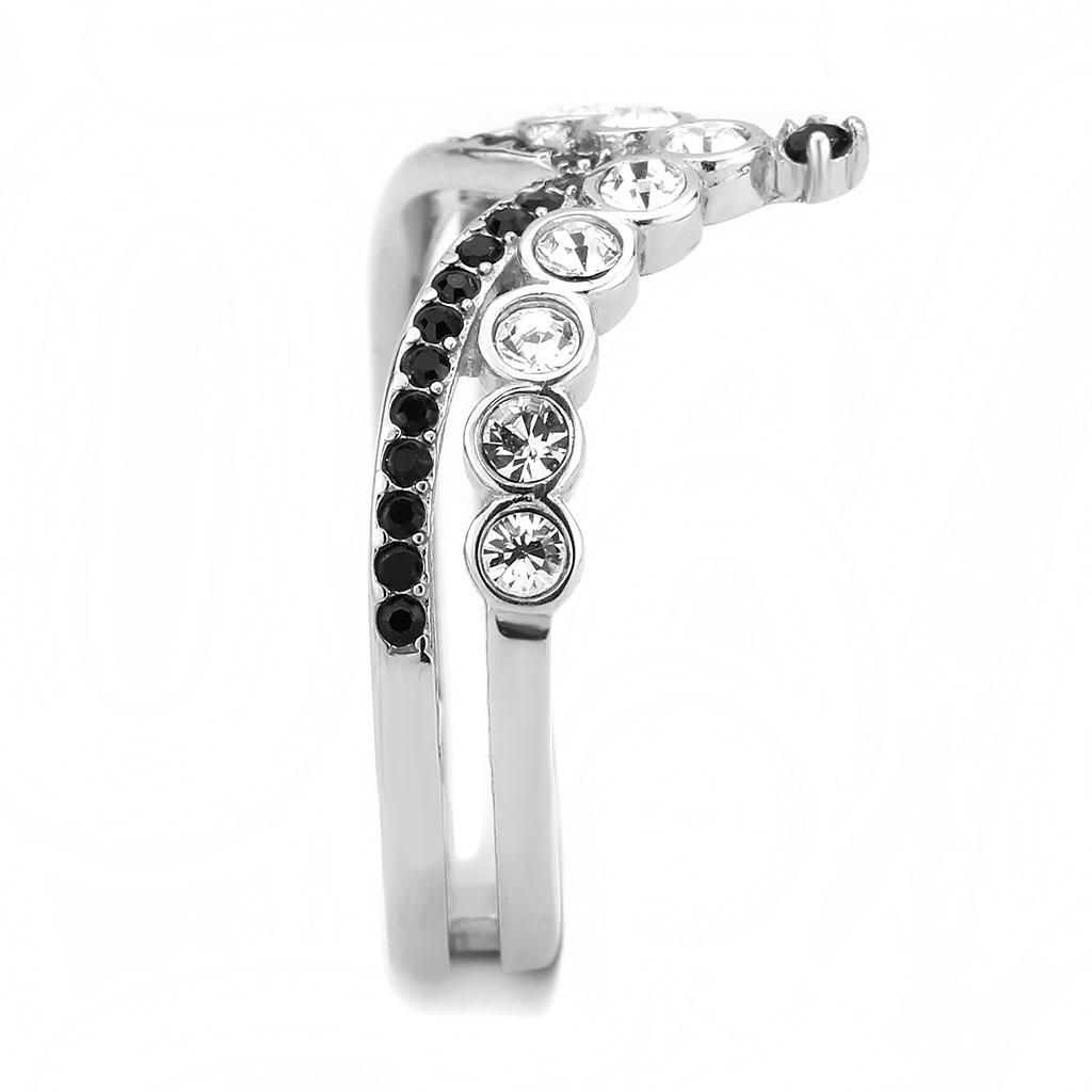 TK3588 - No Plating Stainless Steel Ring with Top Grade Crystal in Clear