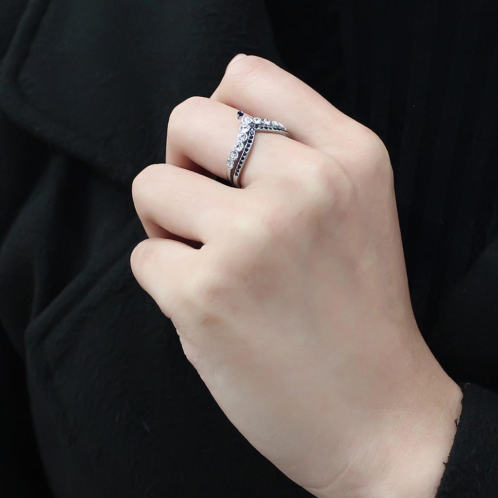 TK3588 - No Plating Stainless Steel Ring with Top Grade Crystal in Clear