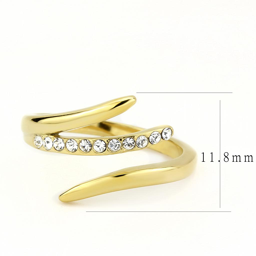TK3590 - IP Gold(Ion Plating) Stainless Steel Ring with Top Grade Crystal in Clear