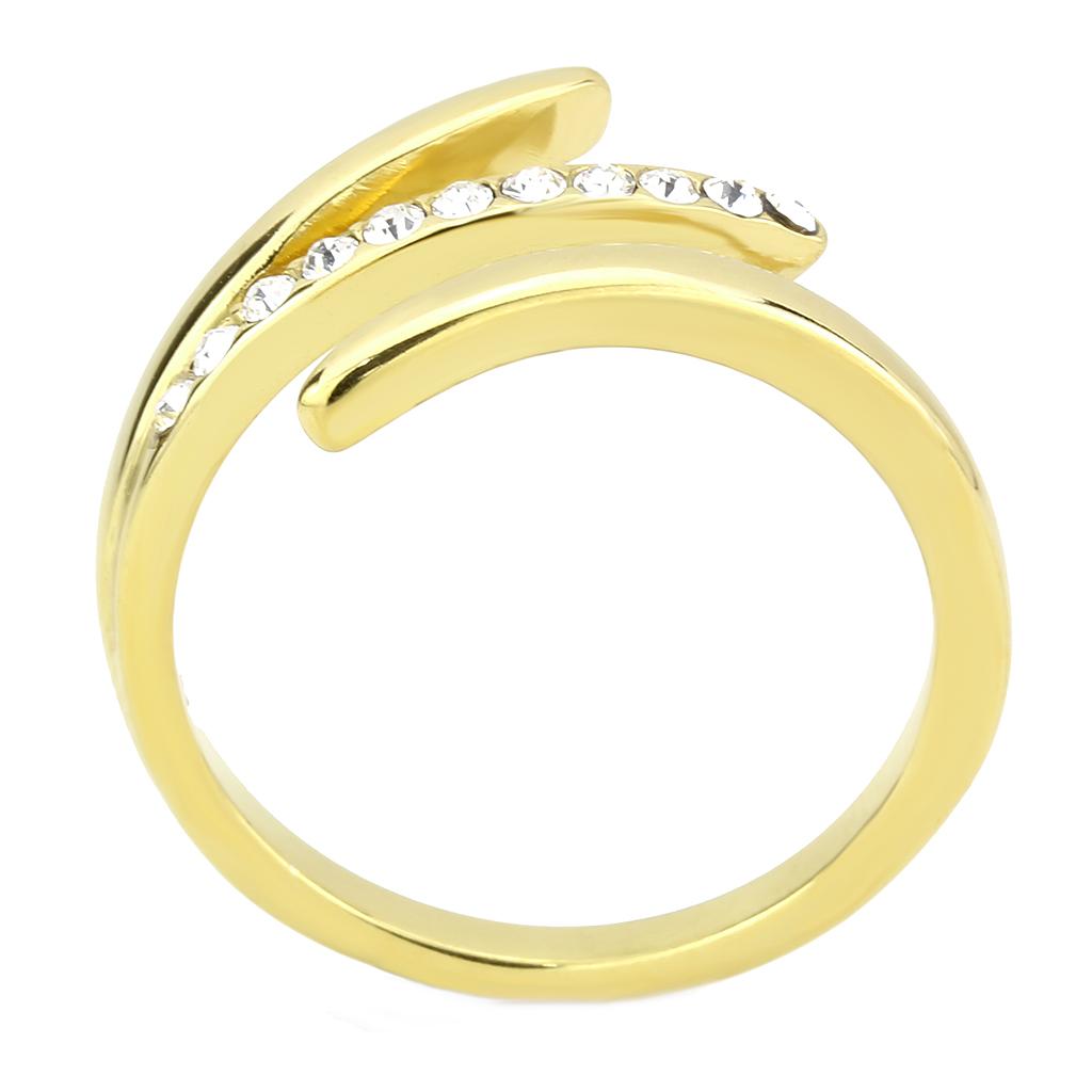 TK3590 - IP Gold(Ion Plating) Stainless Steel Ring with Top Grade Crystal in Clear