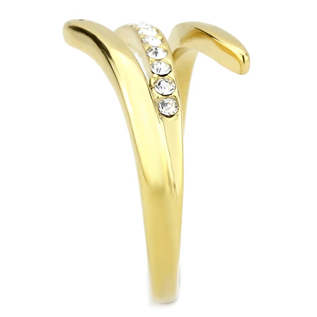 TK3590 - IP Gold(Ion Plating) Stainless Steel Ring with Top Grade Crystal in Clear
