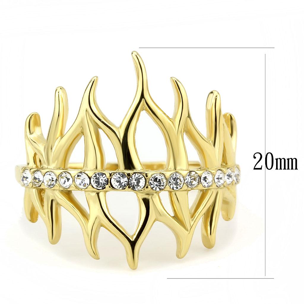 TK3595 - IP Gold(Ion Plating) Stainless Steel Ring with Top Grade Crystal in Clear