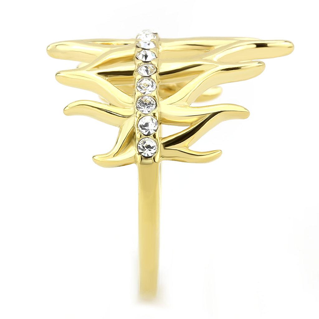 TK3595 - IP Gold(Ion Plating) Stainless Steel Ring with Top Grade Crystal in Clear