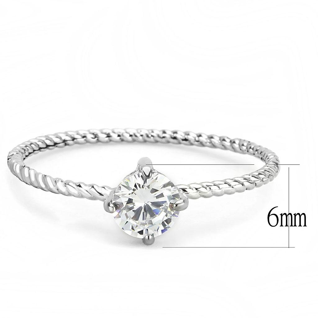 TK3604 - No Plating Stainless Steel Ring with AAA Grade CZ in Clear