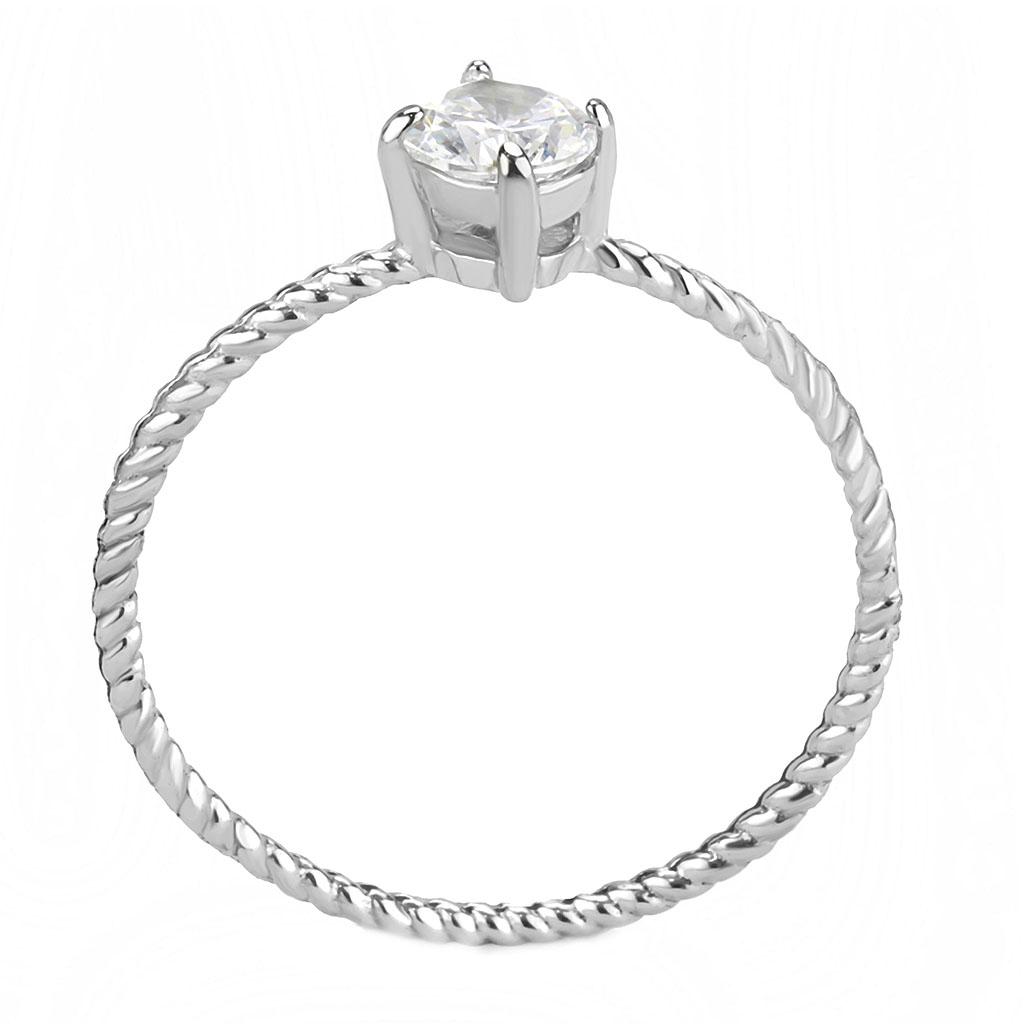 TK3604 - No Plating Stainless Steel Ring with AAA Grade CZ in Clear