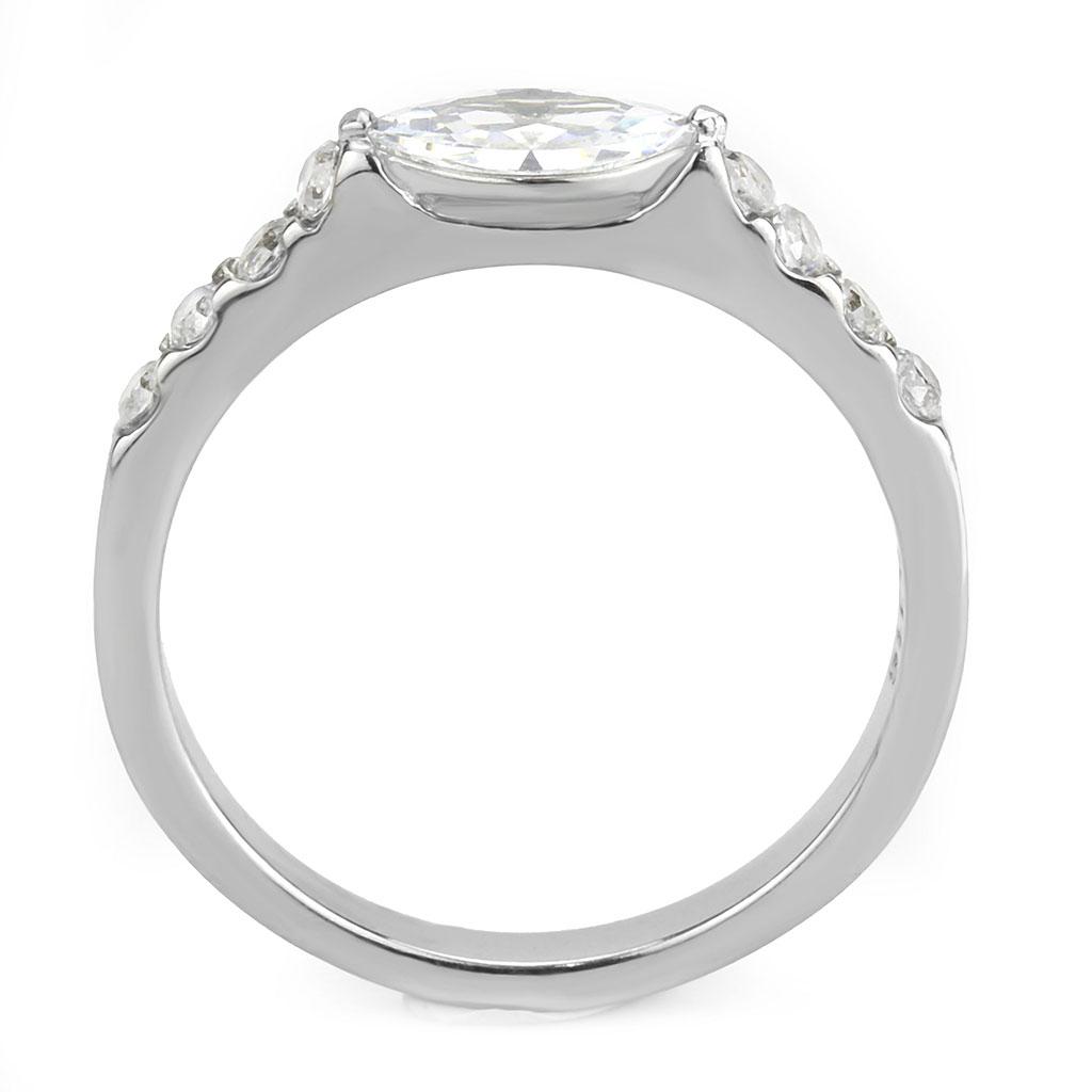 TK3607 - No Plating Stainless Steel Ring with AAA Grade CZ in Clear