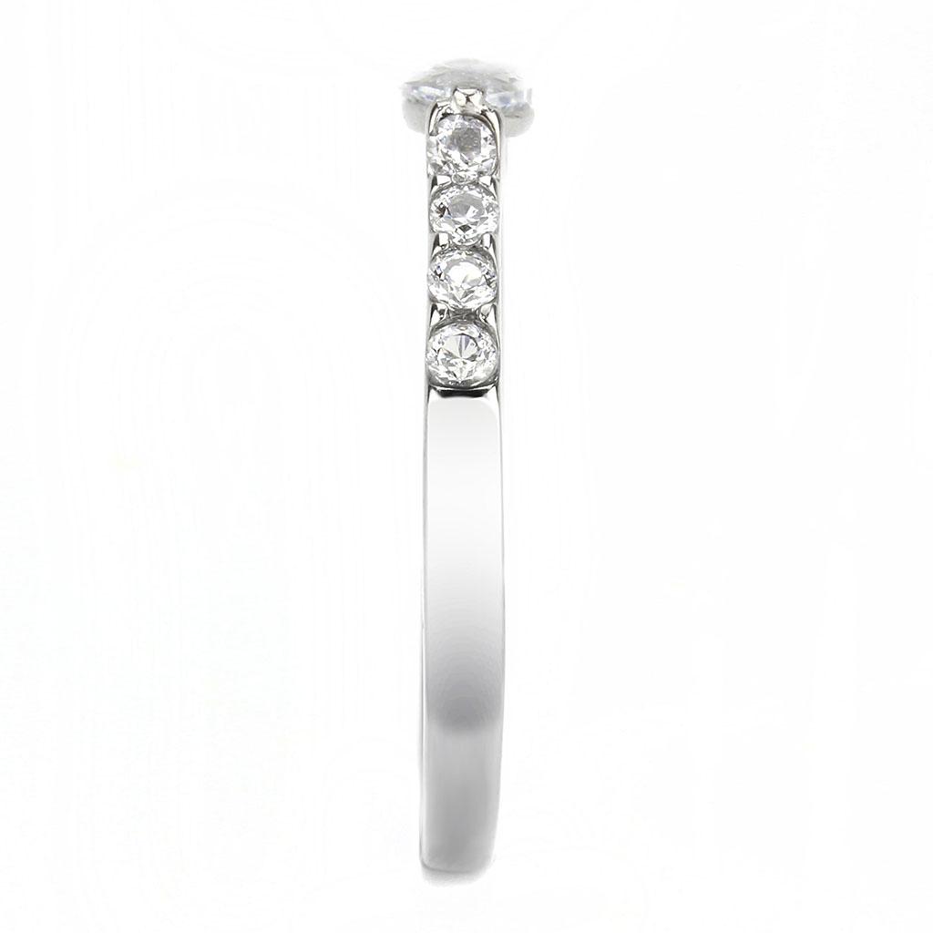 TK3607 - No Plating Stainless Steel Ring with AAA Grade CZ in Clear