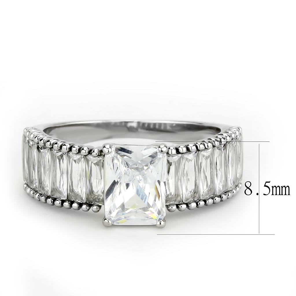 TK3608 - No Plating Stainless Steel Ring with AAA Grade CZ in Clear