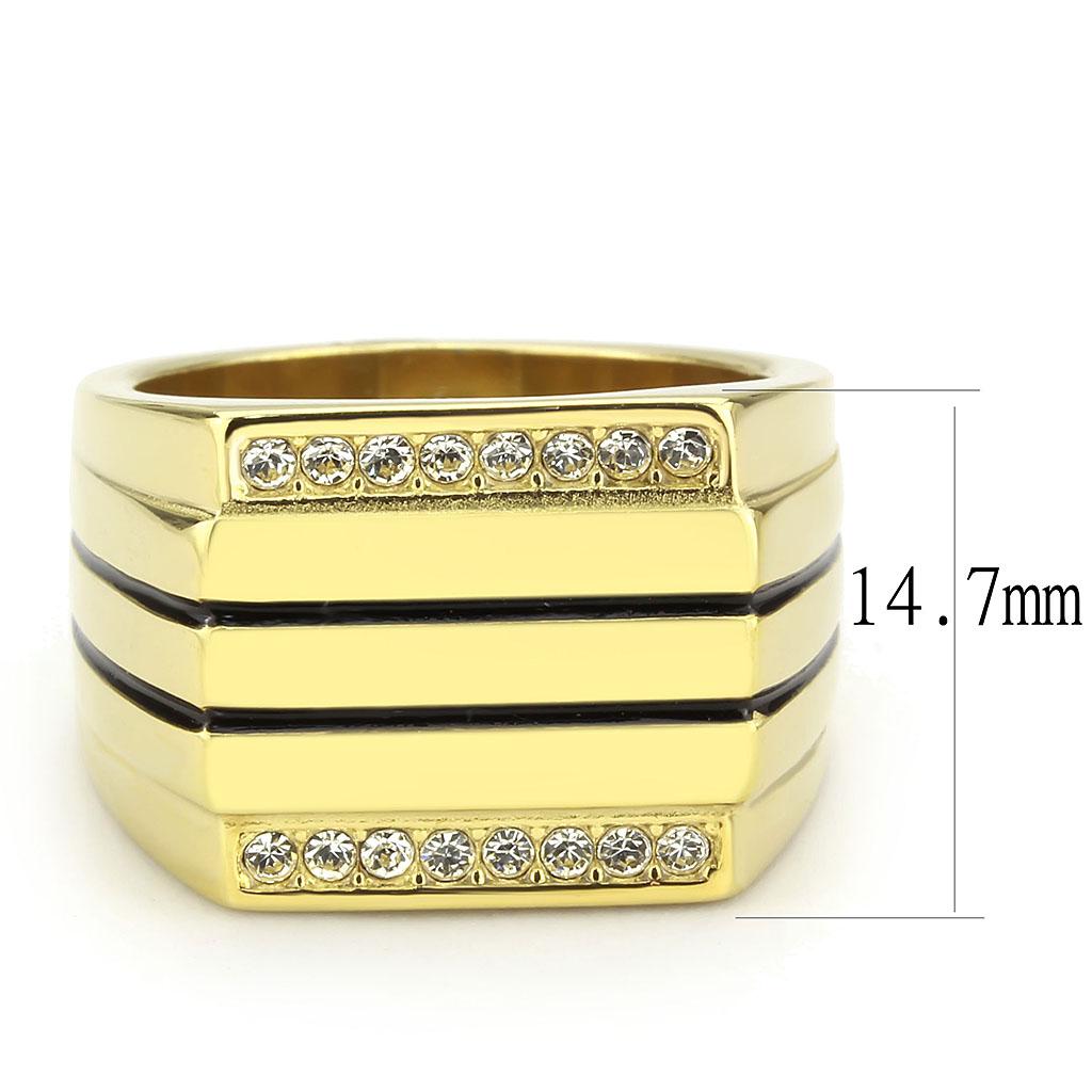 TK3618 - IP Gold(Ion Plating) Stainless Steel Ring with Top Grade Crystal in Clear