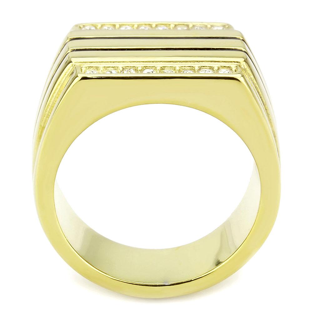 TK3618 - IP Gold(Ion Plating) Stainless Steel Ring with Top Grade Crystal in Clear