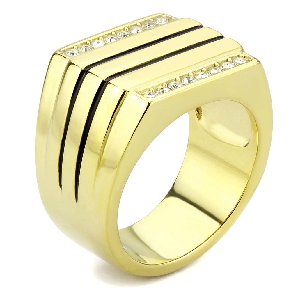 TK3618 - IP Gold(Ion Plating) Stainless Steel Ring with Top Grade Crystal in Clear