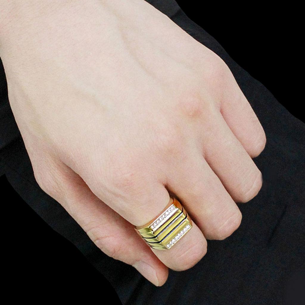 TK3618 - IP Gold(Ion Plating) Stainless Steel Ring with Top Grade Crystal in Clear