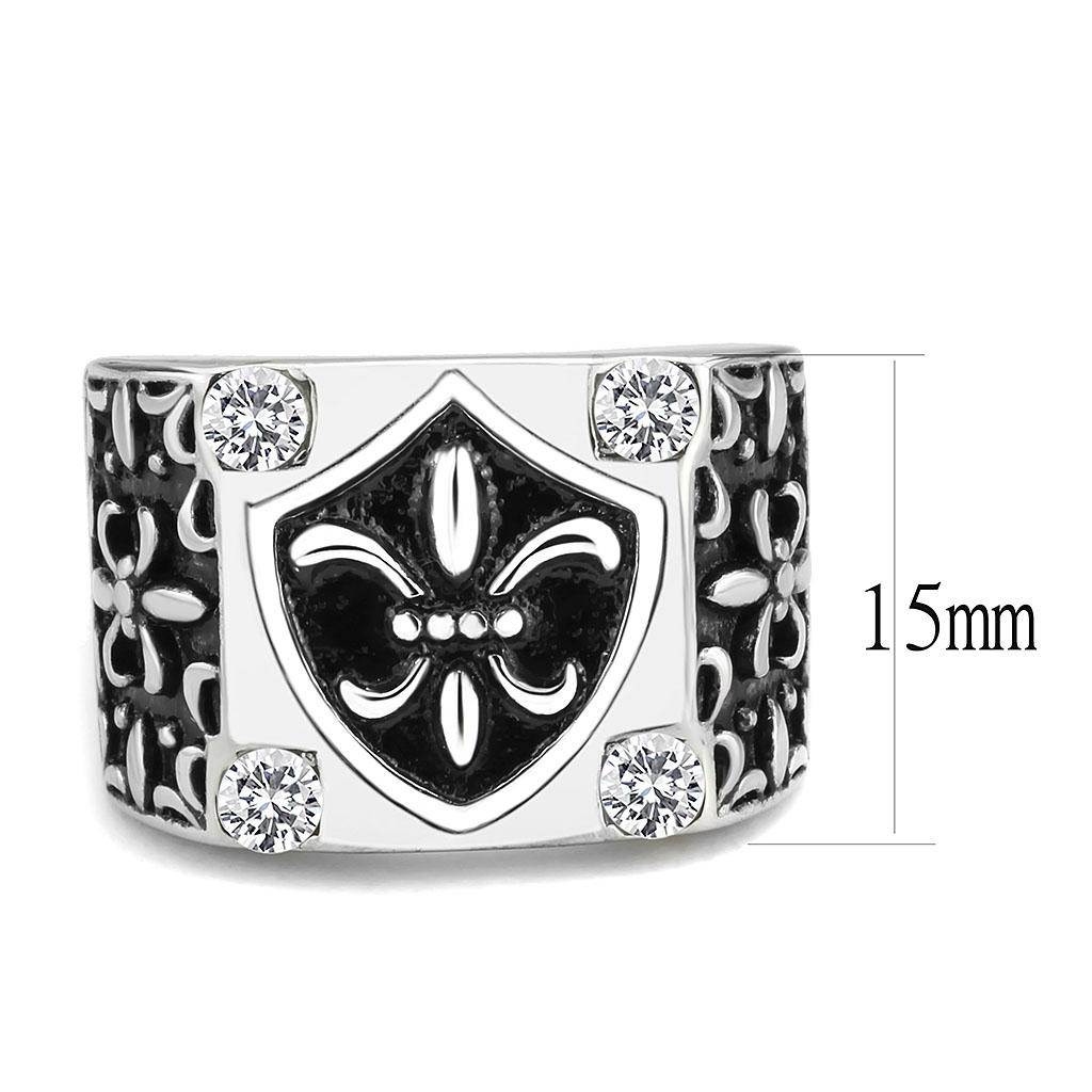TK3621 - High polished (no plating) Stainless Steel Ring with AAA Grade CZ in Clear