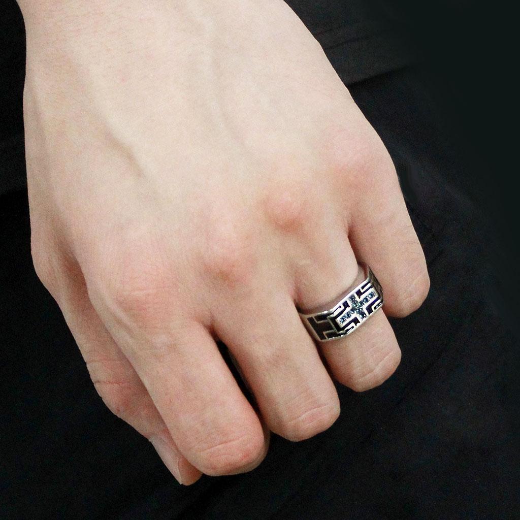 TK3623 - High polished (no plating) Stainless Steel Ring with Top Grade Crystal in Montana