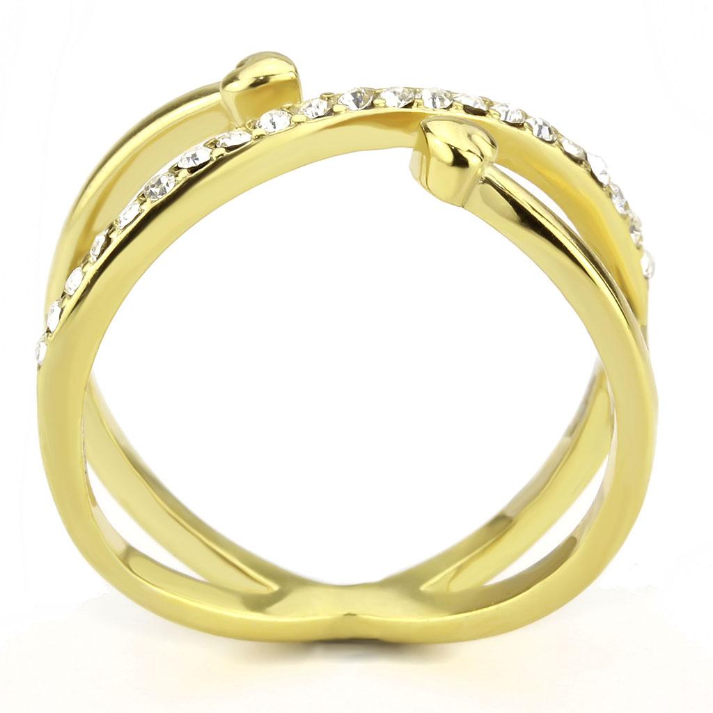 TK3625 - IP Gold(Ion Plating) Stainless Steel Ring with Top Grade Crystal in Clear