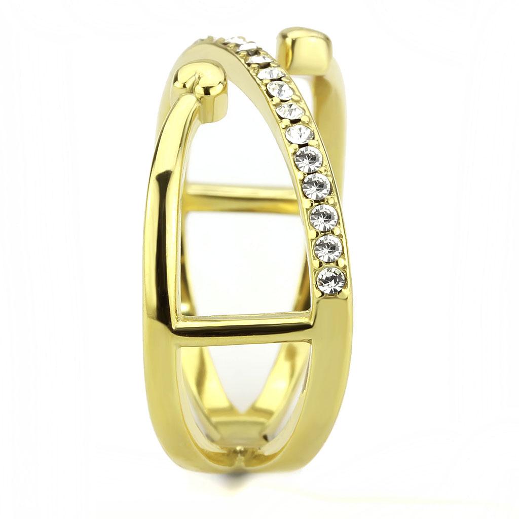 TK3625 - IP Gold(Ion Plating) Stainless Steel Ring with Top Grade Crystal in Clear