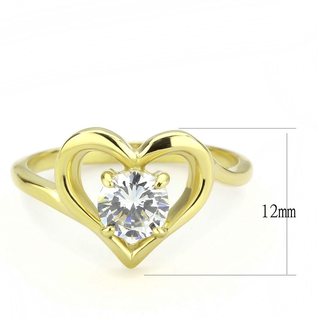 TK3628 - IP Gold(Ion Plating) Stainless Steel Ring with AAA Grade CZ in Clear