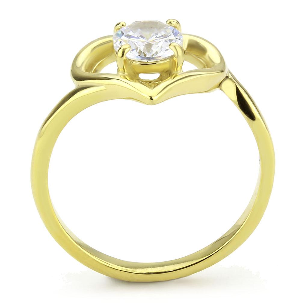 TK3628 - IP Gold(Ion Plating) Stainless Steel Ring with AAA Grade CZ in Clear