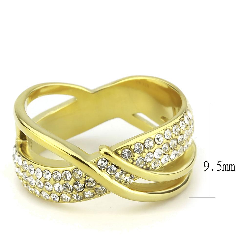 TK3632 - IP Gold(Ion Plating) Stainless Steel Ring with Top Grade Crystal in Clear