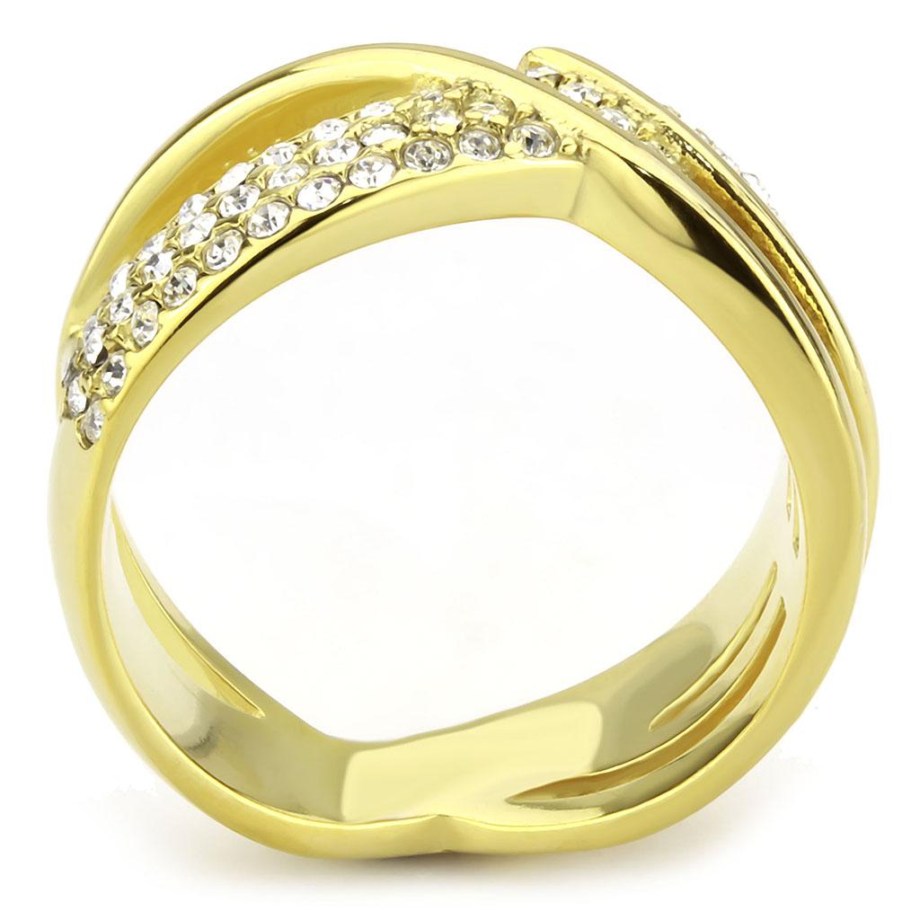 TK3632 - IP Gold(Ion Plating) Stainless Steel Ring with Top Grade Crystal in Clear