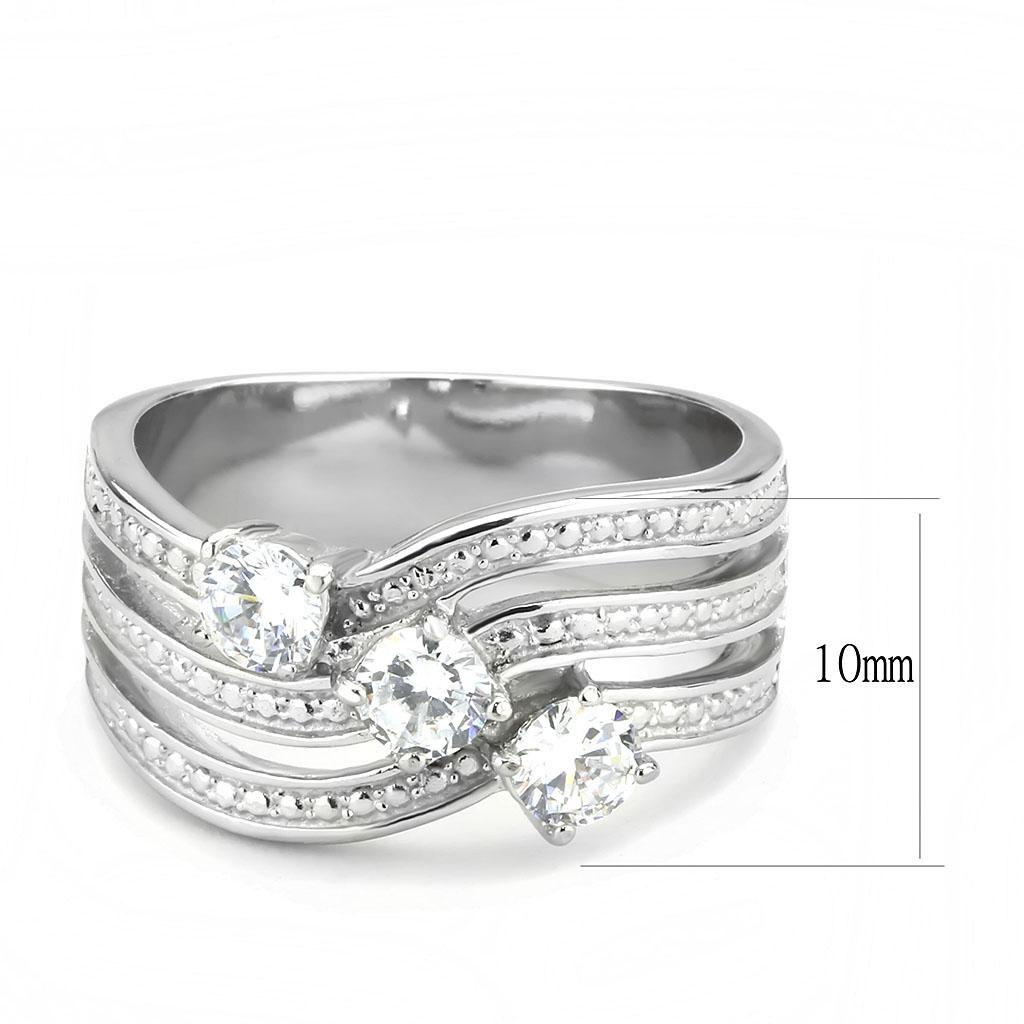 TK3633 - High polished (no plating) Stainless Steel Ring with AAA Grade CZ in Clear