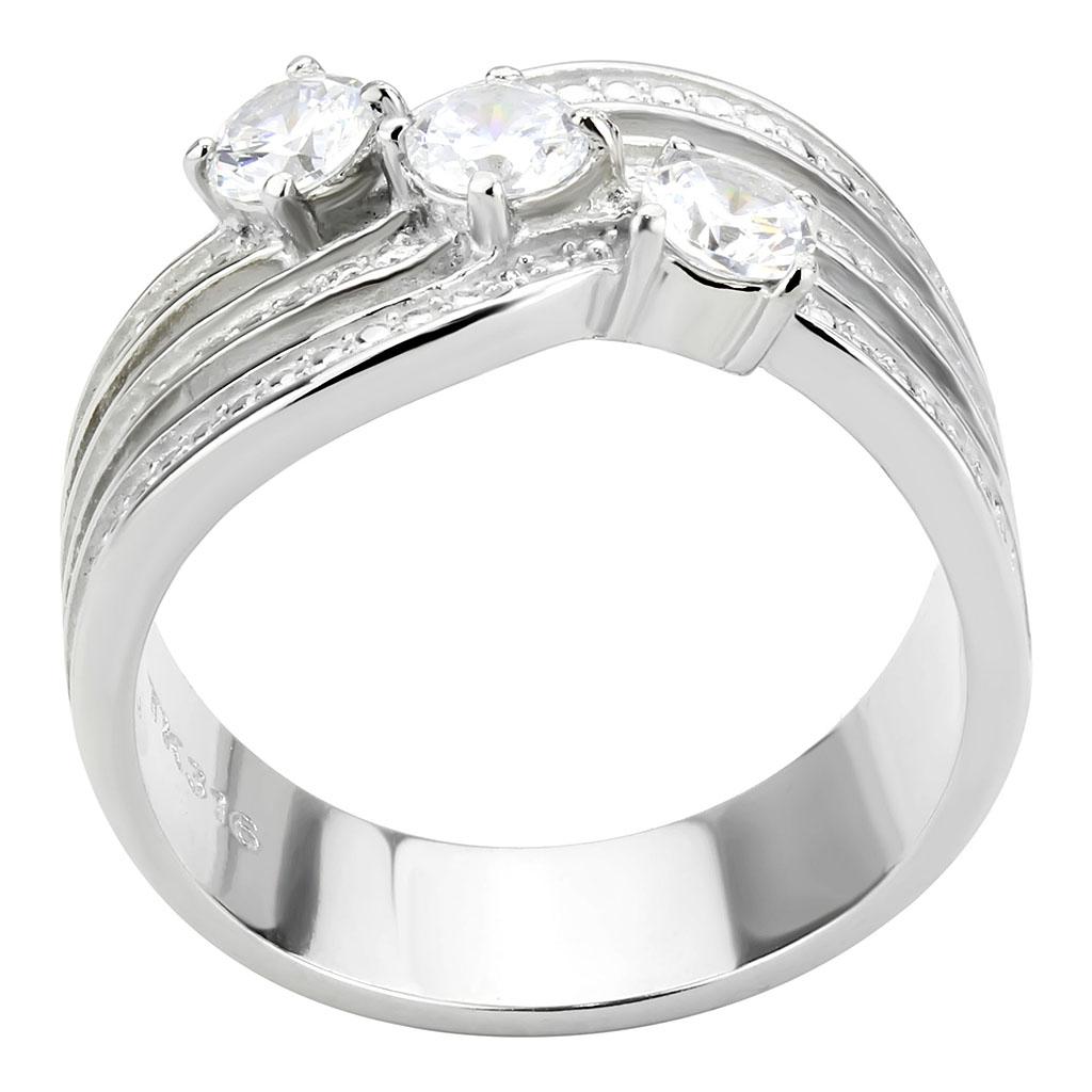 TK3633 - High polished (no plating) Stainless Steel Ring with AAA Grade CZ in Clear