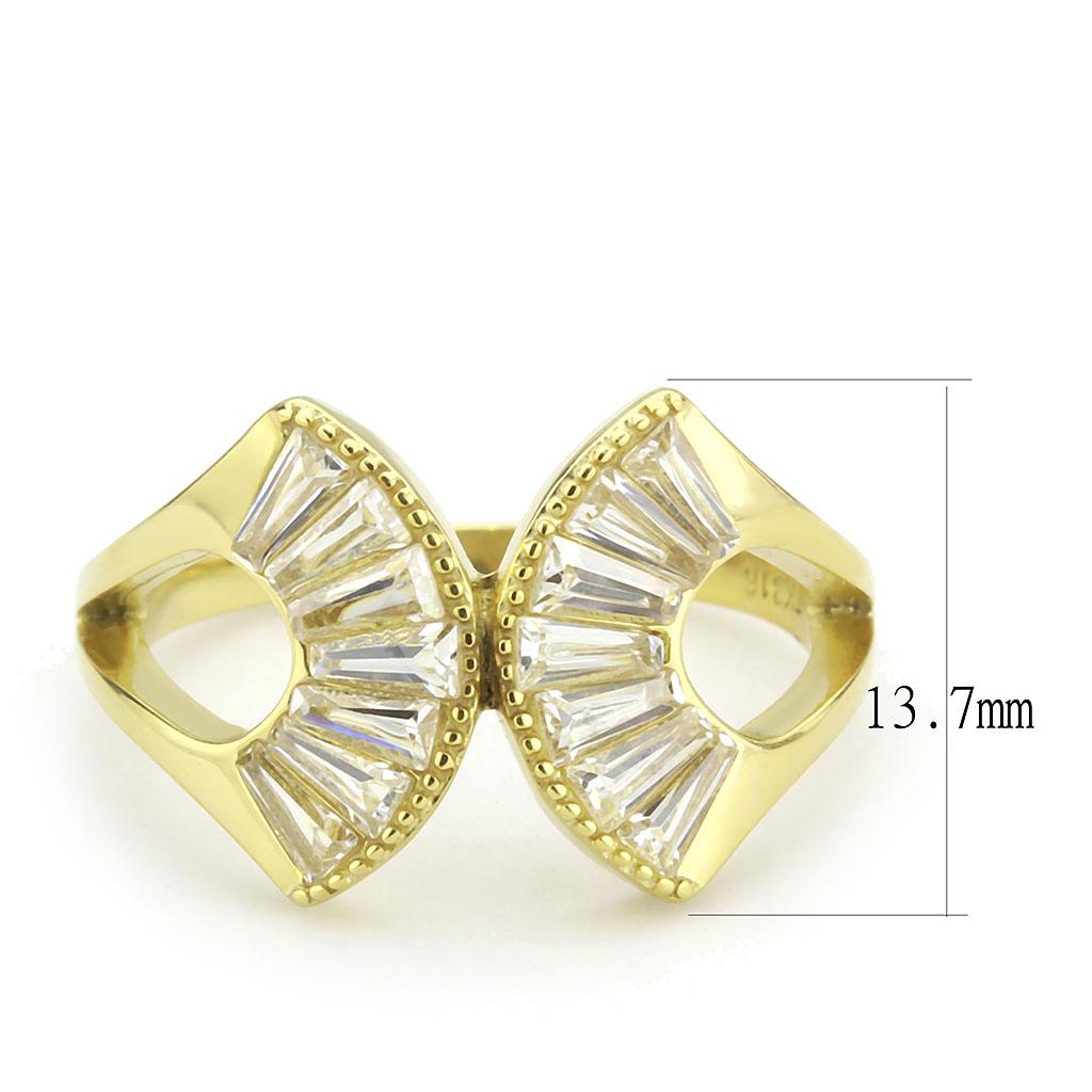 TK3638 - IP Gold(Ion Plating) Stainless Steel Ring with AAA Grade CZ in Clear