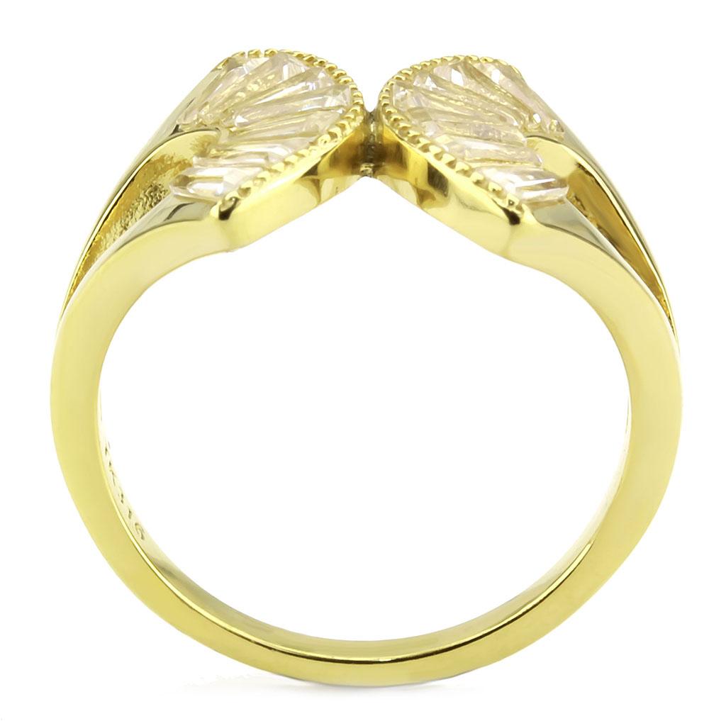 TK3638 - IP Gold(Ion Plating) Stainless Steel Ring with AAA Grade CZ in Clear