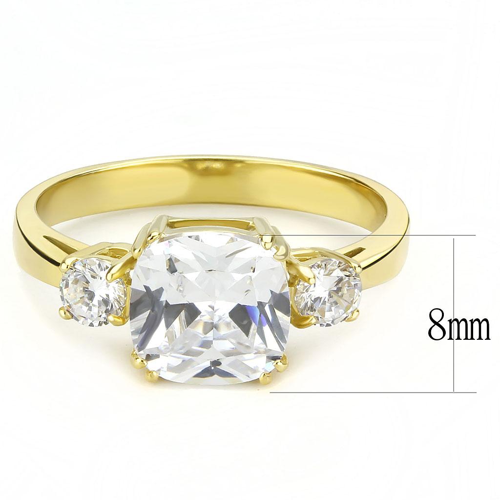 TK3674 - IP Gold(Ion Plating) Stainless Steel Ring with AAA Grade CZ in Clear